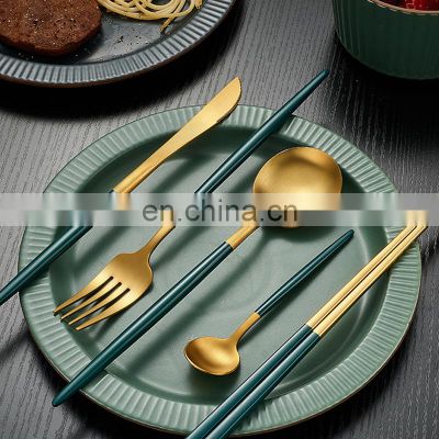 Supplies Wholesale Travel Portable 5pc Luxury 304 Tableware Stainless Steel Cutlery Set