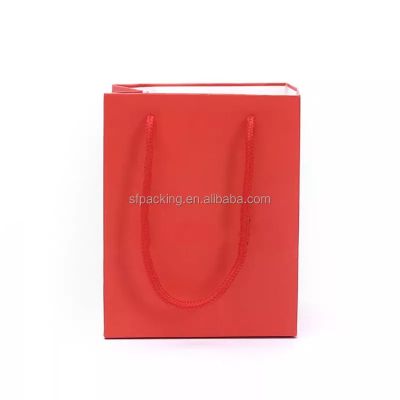 foldable red paper packaging custom shopping hand bags