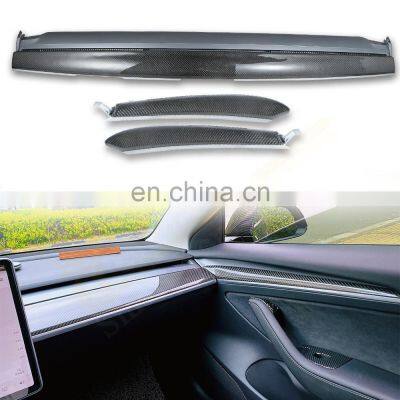 OEM Model 3/Y Real Carbon Fiber Dashboard Cover Front Door Trim Panel Replacement Kit For Tesla Model3/Y 2017-2022