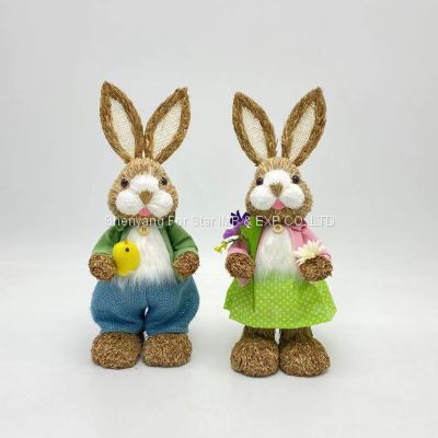 Shenyang For Star Factory Suppliers Handcraft Home Decoration Garden Sisal Rabbit Easter Bunny Decoration