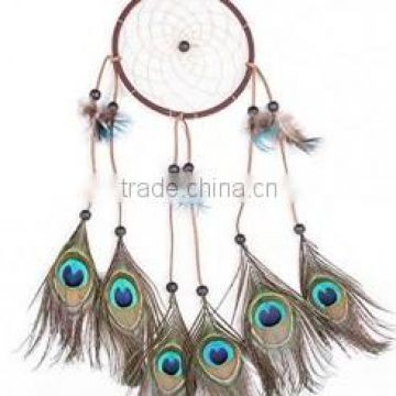 Handmade Circule Net Peacock Feather Dream Catcher