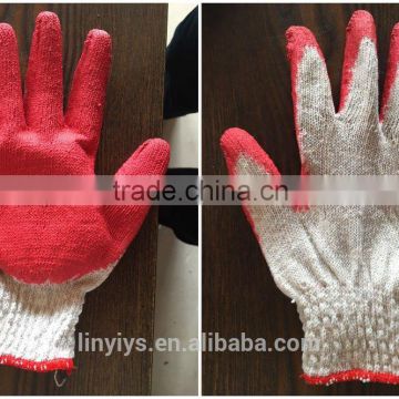 Poor quality the lowest price red latex palm coated cotton work glove