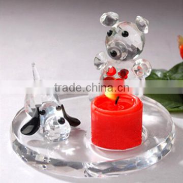 Cute Crystal Bear Figurines Candle Holder For Christmas Decoration