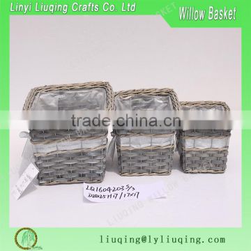 Rectangular willow storage basket for decoration