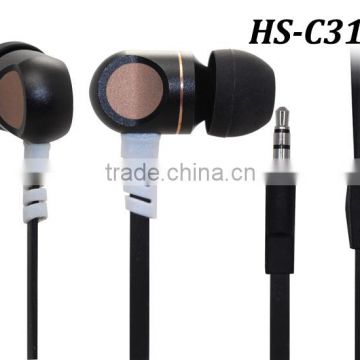 Metal free sample in ear high quality wired earphones super bass earbuds1.2m cable