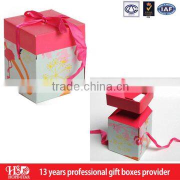 Luxury 2015 folding box with ribbon gift packaging