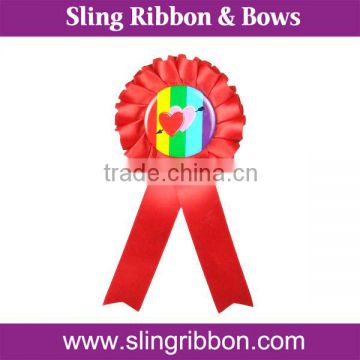 2014 Red Satin Ribbon Award Rosette For Party