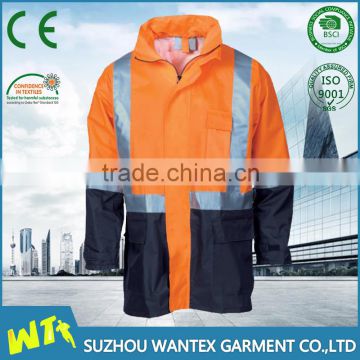 100% polyester waterproof winter men reflective jacket parka with reflector