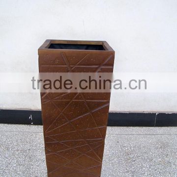 hand carved planter with curve lines flower planters and wooden finish planter