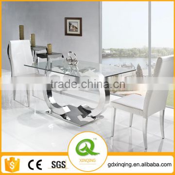 TH286-1 Stainless Steel and Luxury Tempered Glass Dining Table