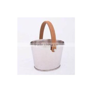 shiny oval leather handle wine bucket for party
