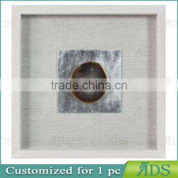 Silver Wall Shadow Boxes with Colorful Natutal Agate Under Glass