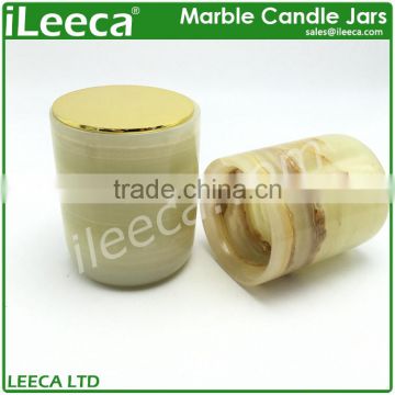 Nature marble stone candle jar with various colors copper lid