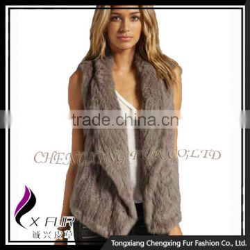 CX-G-B-185C Wholesale Women Plus Size Fur Vest Knitted Real Rabbit Fur Gilet