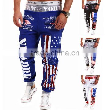 Men's US Flag Printed Loose Harem Pants Drawstring Sport Trousers Sweatpants