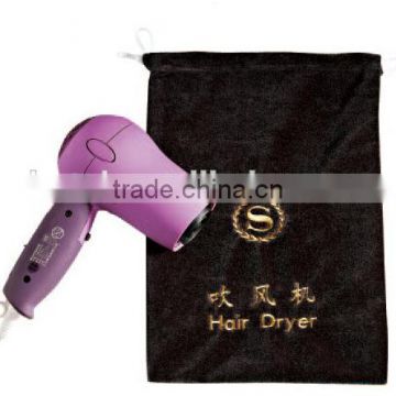 Hotel hair dryer velvet bag with embroidery logo