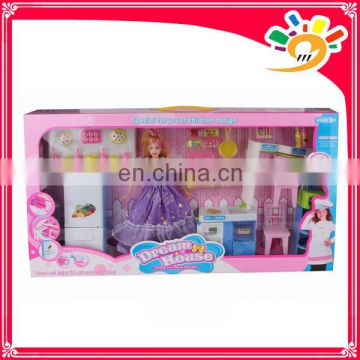 Special design toys set, fashion doll with kitchen set toy,fashion doll furniture for kids