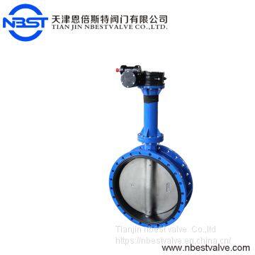 Long neck type extension stem worm gear double flange butterfly valve