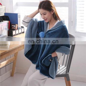 Ladies Winter Thickening Warm Office Siesta Multifunctional Shawl Blanket