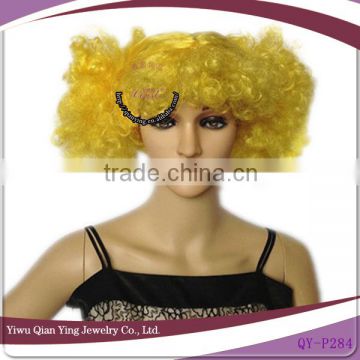 yellow funny coloured synthetic two ponytail hair wigs