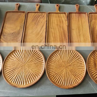Hot Product Wooden Platter Pizza Tray Cheap Wholesale Customized Size Decor Platter Table Vietnam Supplier