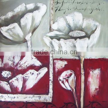 Artwork oil painting on canvas twins flowers WZ-201 whole sale cheapest