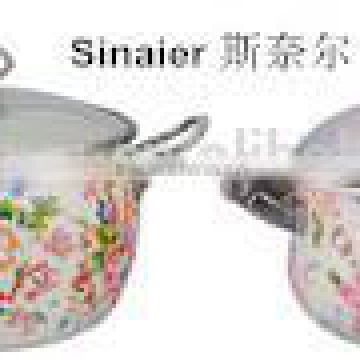 Hot selling enamel stock pot sets with full decals