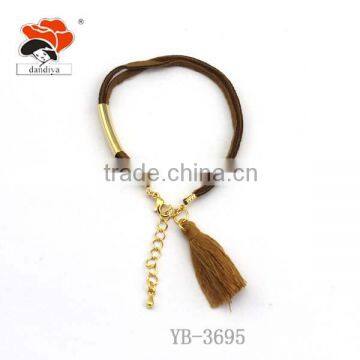2016 fashion hot sale alloy thread bracelet with brown tassel jewelry