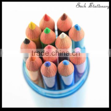 12 pcs 7"sharpened wooden colored pencil plastic tin pencil case