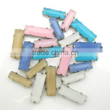 rectangle opal color iridescent claw strass, acrylic sew-on colorful decorative stones in China