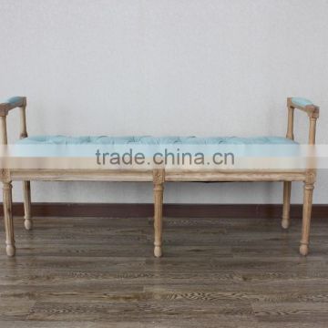 hot sale modern Upholstered patchwork bench with Solid wood legs