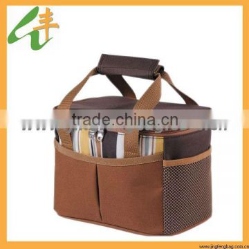 Customized flexible portable lunch cooler bag with durable hard liner