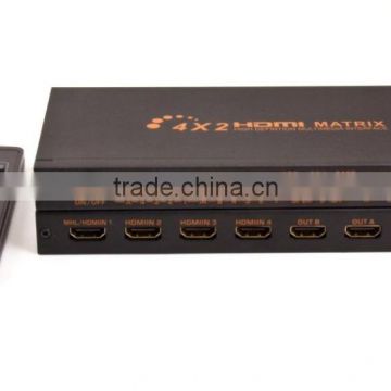 1.4 Version HDMI Switcher Matrix 4x2 Support 2k4k 3D