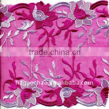 Romantic floral pattern design allover mesh embroidery lace