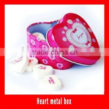 Heart shape tin box;lovely shape metal box; heart shape metal box