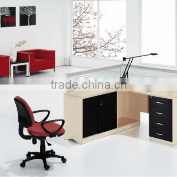 Modern design frosted glass material partition office L-shap wood desk