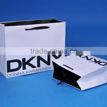 Recyclable white color printing with black logo paper bag