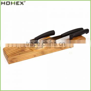 Bamboo Knife Holder in Drawer/Knife Storage Block Organizer/Homex_FSC/BSCI Factory