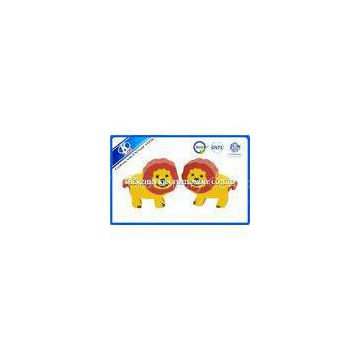 Cartoon Animal Promotional TPR Kids Erasers 3cm  1.2cm Red and Yellow Lion shaped