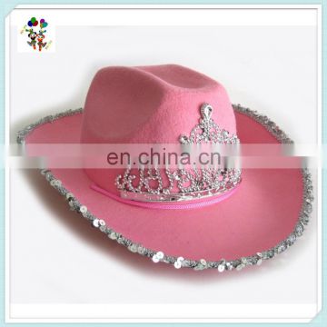 Sexy Party Country Adult Costume Pink Cowboy Hats with Tiara HPC-0288
