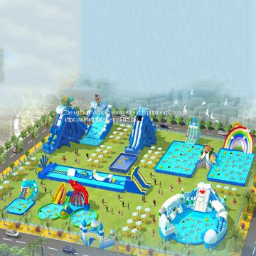 Commercial Outdoor Water Park with Slide for Kids and Adults
