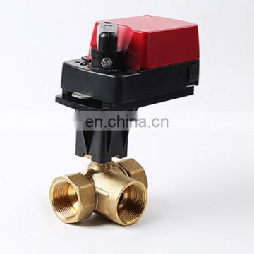 brass 0-10VDC G11/4" DN32 6Nm 3 way motorized flow control valve for HVAC system