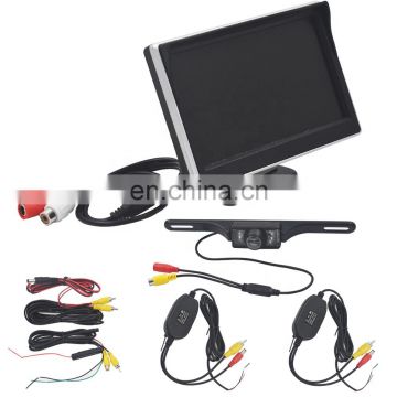 5"Car Wireless Rear View Parking Kit HD Cup Suction Monitor+LED IR Backup Camera