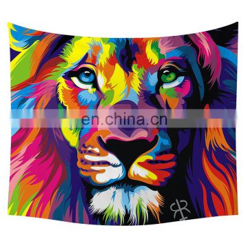 Custom 100% Polyester 3D Digital Printed Lion Manufacturing Wall Hanging Tapestry