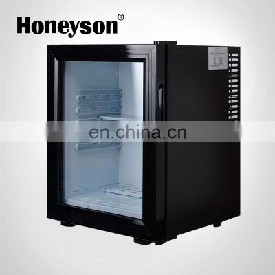 Honeyson new hotel quiet glass door silent mini fridge for bedroom