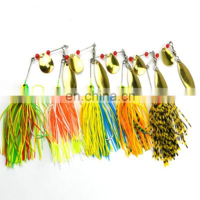 Hot Sale 16.3g 5colors  Tassel Sequins Anti-hanging Bottom Lure Fishing Spinner With Rubber Skirts