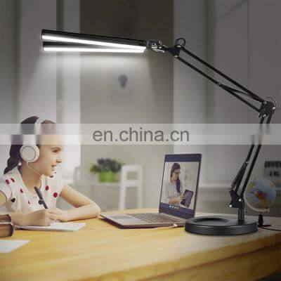 Dual Head Desk Lamp 3 Colors Lighting 10 Stepless Dimming Modern Table Lamp for Reading Study Work
