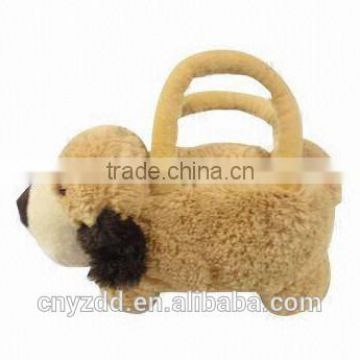 baby cute dog plush toy bag/plush stuffed toy dog bag/animals plush bags
