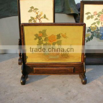 antique stand painted screen