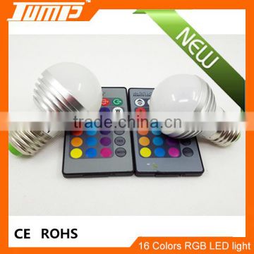 ShenZhen factory cheap price E27 3W IR remote controlcolor changing bulb light